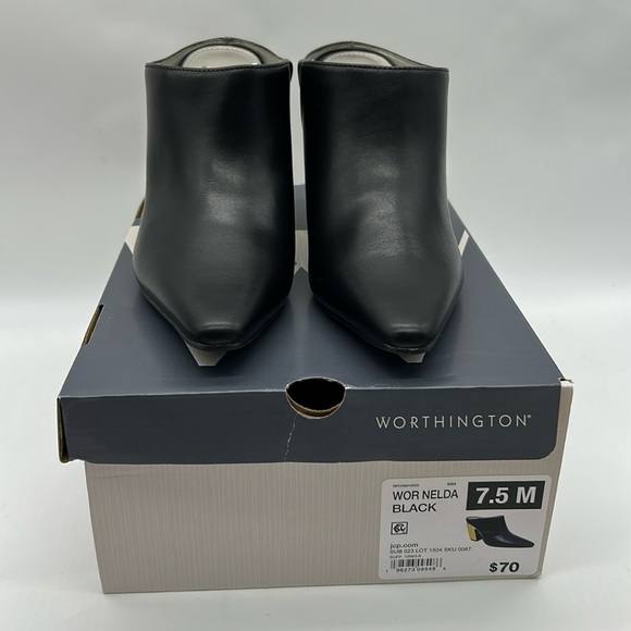 2519- Worthington Wor Nelda Black & Gold Mules Size 7.5 NWT with Box - Picture 7 of 12